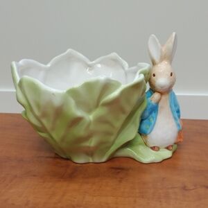 Teleflora 1998 Vintage Peter Rabbit Beatrix Potter Green Cabbage Planter Dish